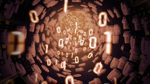 Binary internet tunnel - v5 brown. Seamless loop. HD1080p. Stock Footage 399711