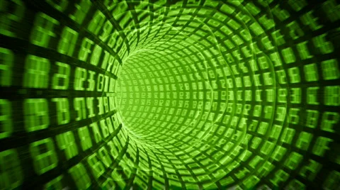 Binary internet tunnel - v6 green. Seamless loop. HD720p. Stock Footage 399468