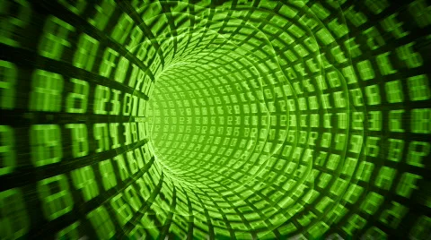Binary internet tunnel - v6 green. Seamless loop. HD1080p. Vidéo 399720