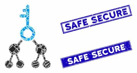 Binary Key Mosaic and Scratched Rectangle Watermarks Stock Illustration
