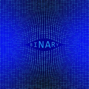 BINARY - lettering integrated into a binary code screen of light blue digits Stock Illustration