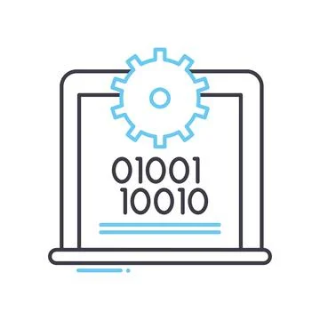 Binary line icon, outline symbol, vector illustration, concept sign Stock Illustration
