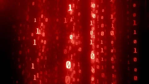 Binary Lines Code Red Digital lines of binary code, glowing neon style, bi... Stock Photos