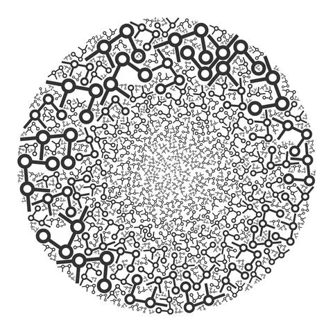 Binary Links Icon Round Globula Collage Stock Illustration