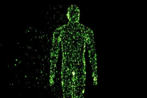 Binary man made of zeros and ones in computing concept Stock Illustration