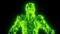 Binary man with orb glowing data 0 1 green HD Footage