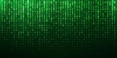 Binary matrix 1 0 bits green abstract background Stock Illustration