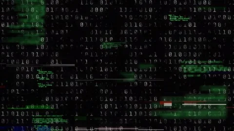 Binary matrix appearing, green code blocks shifting and smearing across Stock Footage 334743915