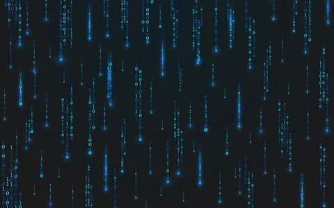 Binary matrix backdrop. Running luminous numbers. Modern futuristic cyberspace Illustrazione stock