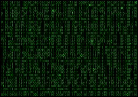 Binary matrix on a black background with disappearing code Stockillustratie
