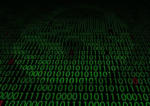 Binary matrix on a black background leaving in perspective イラスト素材