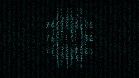 Binary Matrix Data concept for Artificial,  Algorithm binary of digital data Stockbeeldmateriaal 345293882