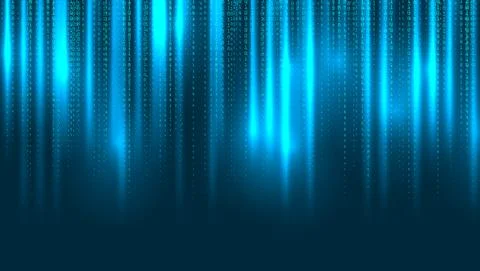 Binary Matrix Falling Random Digits On Dark Blue Stock Illustration