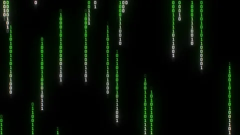 Binary Matrix Rain Loop, Pixelated Stock Footage 81571058