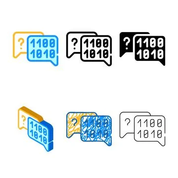 Binary multipack code and question mark quote frame color icon vector Stock Illustration