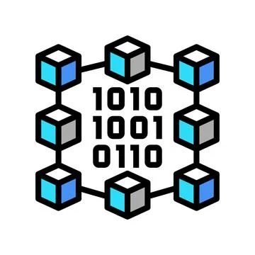 Binary neural network color icon vector illustration Illustrazione stock