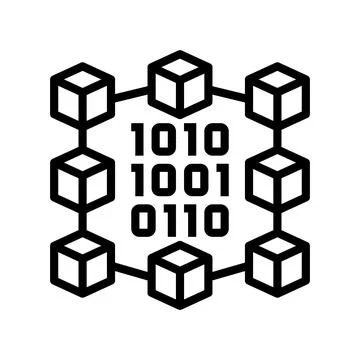 Binary neural network line icon vector illustration 스톡 일러스트