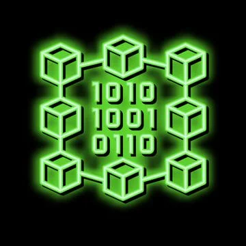 Binary neural network neon glow icon illustration Stock Illustration