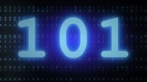 Binary number 101 icon on data matrix, representing computer programming ed.. Stock Footage 347625795