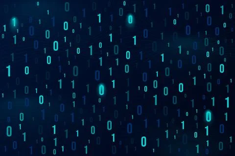 Binary number blockchain random pattern on dark blue gradient background wi.. 스톡 일러스트