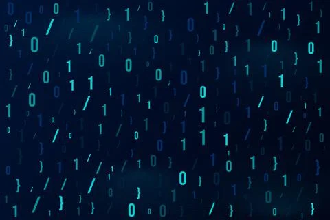 Binary number blockchain random pattern on dark blue gradient background wi.. 스톡 일러스트