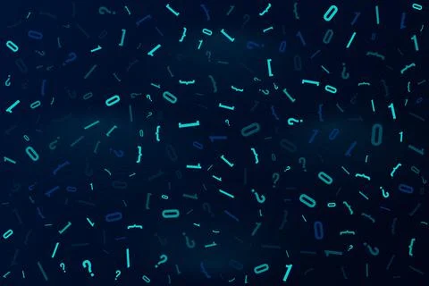 Binary number blockchain random pattern on dark blue gradient background wi.. 스톡 일러스트