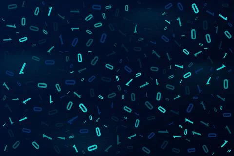 Binary number blockchain random pattern on dark blue gradient background wi.. 스톡 일러스트