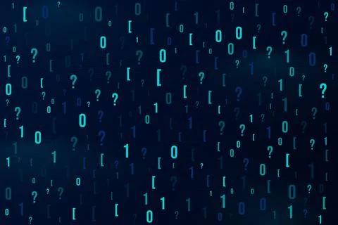 Binary number blockchain random pattern on dark blue gradient background wi.. 스톡 일러스트