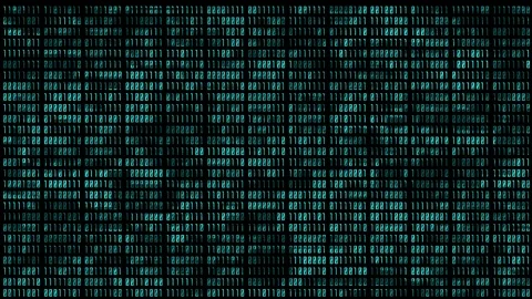 Binary Number Glitch Animation Scanning on Black Background Stock Footage 124100677