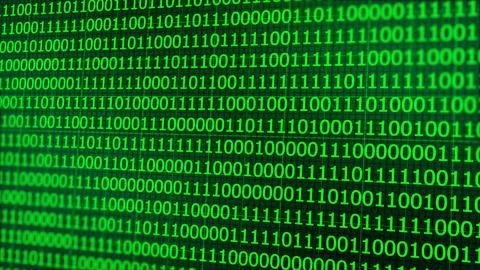 Binary number matrix. Binary code for computers. futuristic setting. Blue r.. Stock Photos