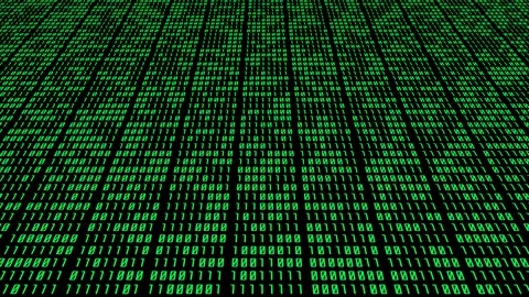 Binary Number Matrix Top view Tracking on Black Backgrounds Stock Footage 129633821