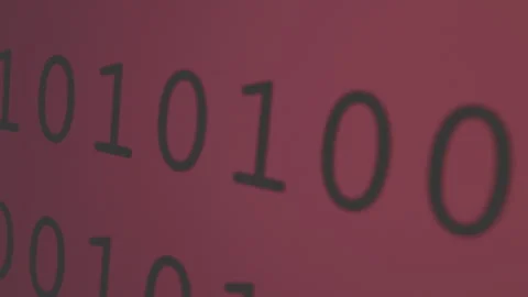 Binary Number System on the Computer's LCD (red) Stock Footage 258293307