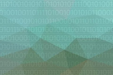 Binary numbers 01 on low poly green background 库存插图