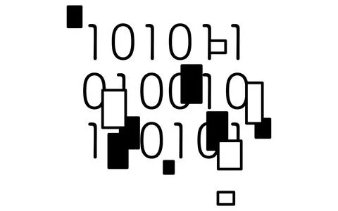 Binary numbers and blocks hiding them security image illustration line draw.. 스톡 일러스트