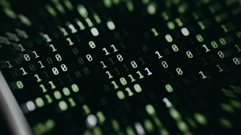 Binary numbers arranged in columns with randomly highlighted 0s and 1s Stock Footage 334922112