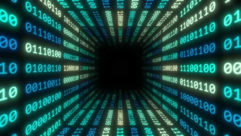 Binary numbers code data room Video stock 131816587