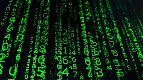 Binary numbers on computer screen matrix background 스톡 사진