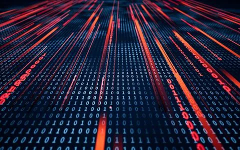 Binary numbers with cyberspace, 3d rendering. イラスト素材