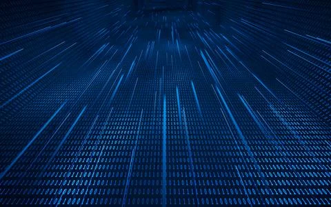 Binary numbers with cyberspace, 3d rendering. 스톡 일러스트