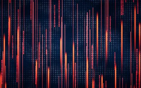 Binary numbers with cyberspace, 3d rendering. イラスト素材