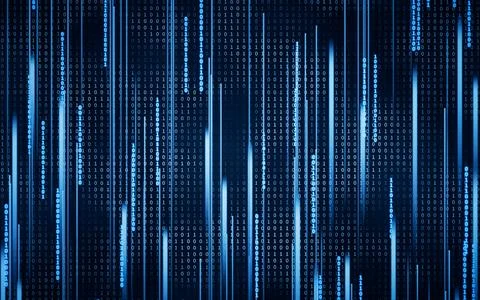 Binary numbers with cyberspace, 3d rendering. Stock Illustration