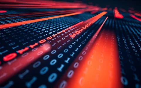 Binary numbers with cyberspace, 3d rendering. 스톡 일러스트