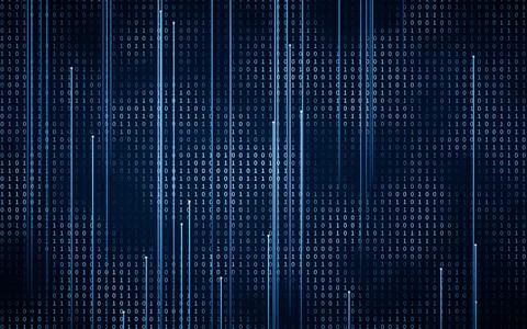 Binary numbers with cyberspace, 3d rendering. 스톡 일러스트