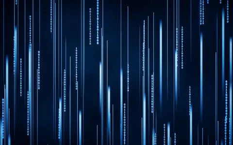 Binary numbers with cyberspace, 3d rendering. Illustrazione stock