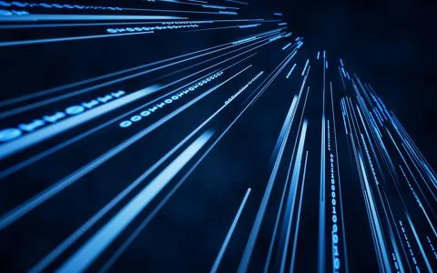 Binary numbers with cyberspace, 3d rendering. Stock Illustration