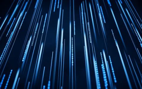 Binary numbers with cyberspace, 3d rendering. Stock Illustration