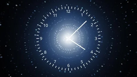 Binary numbers data with analog clock network animation Stock Footage 332813201