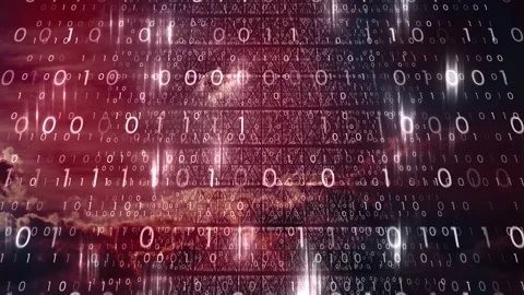 Binary numbers data on dark cloudy sky background Stock Footage 231719207