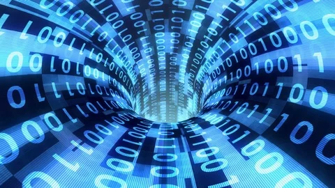 Binary numbers data transfer wormhole funnel tunnel animation background new Stock-Footage 99793939