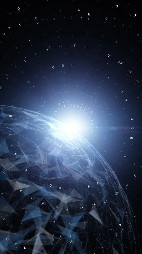 Binary numbers with digital sphere loop rotation Stock Footage 345331018